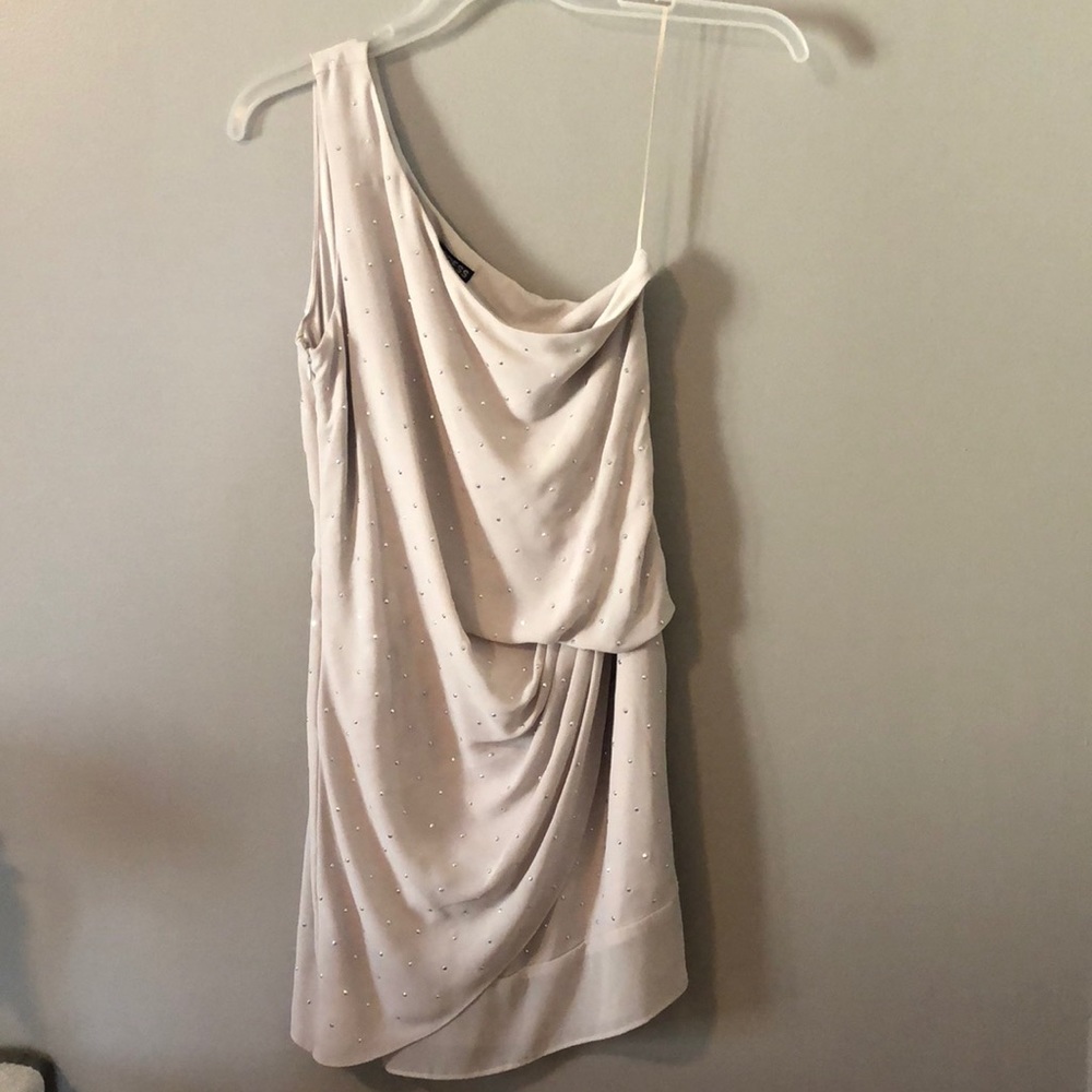Express taupe dress with shiny beads in size 6
